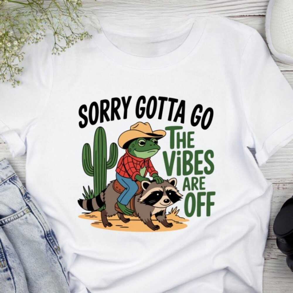 Cowboy Frog Design Trendy Retro T-shir